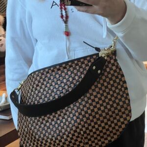 Clare V Black and Brown Geometric Shoulder Bag